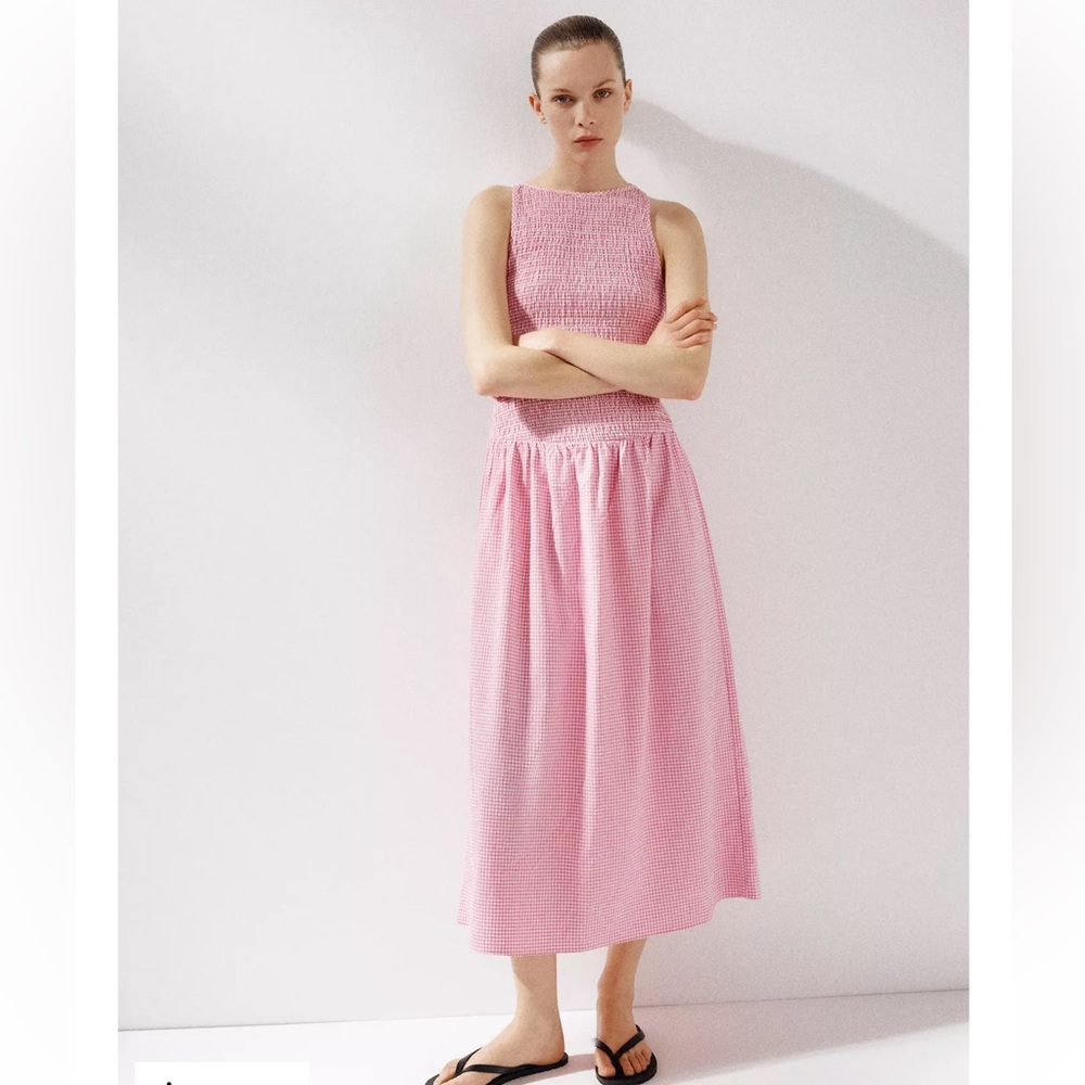 Zara GINGHAM MIDI DRESS